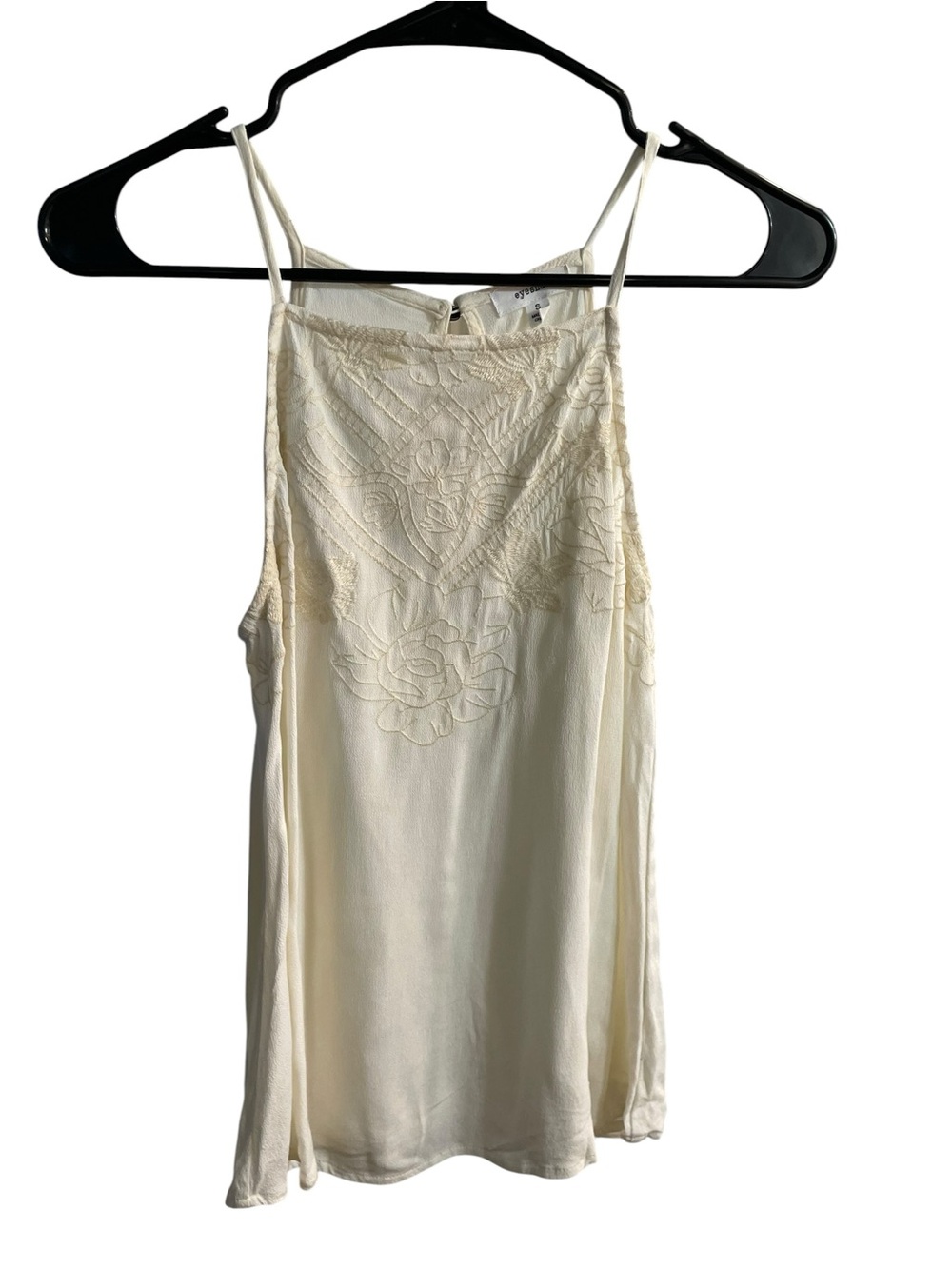 Eyeshadow Cream Embroidered Sleeveless Blouse Small Boho Tank Top